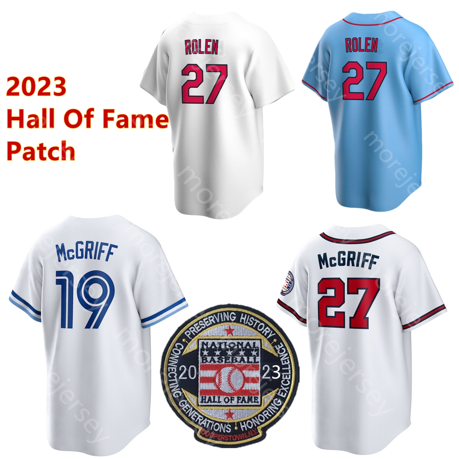 2023 Baseball Jersey Hall Of Fame Patch Fred McGriff Scott Rolen Cool Base White Baby Blue