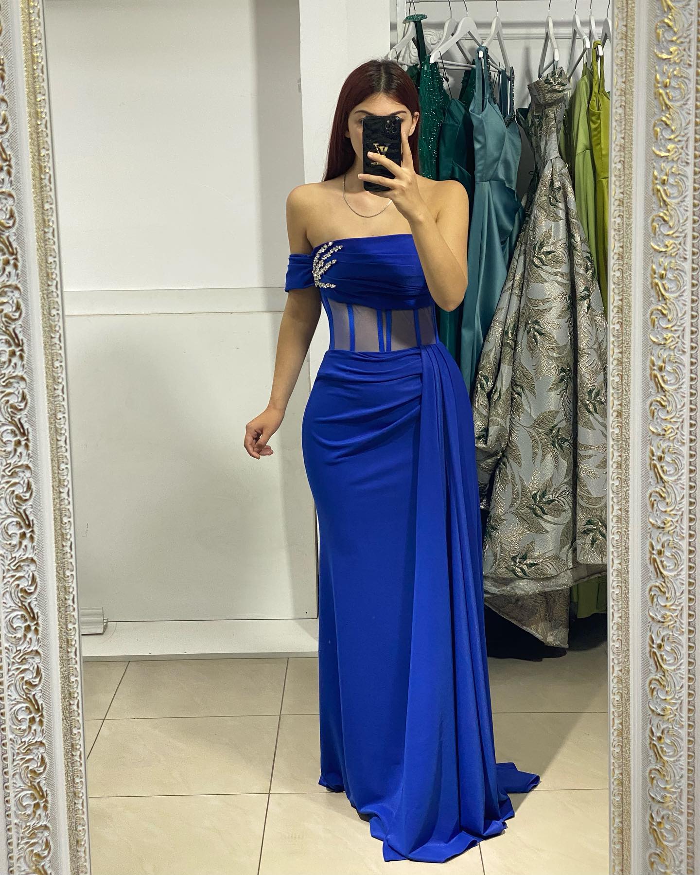 Elegant Royal Blue Evening Dresses Strapless Beads Pleats Party Prom Illusion Bone Bodice Long Dress for special ocn