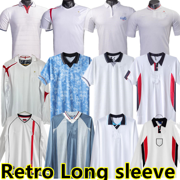 1982 84 1986 2002 04 2006 England Retro Soccer Jersey 1990 1994 1992 1996 1998 SHEARER GASCOIGNE OWEN GERRARD Scholes football shirt Uniforms long sleeves