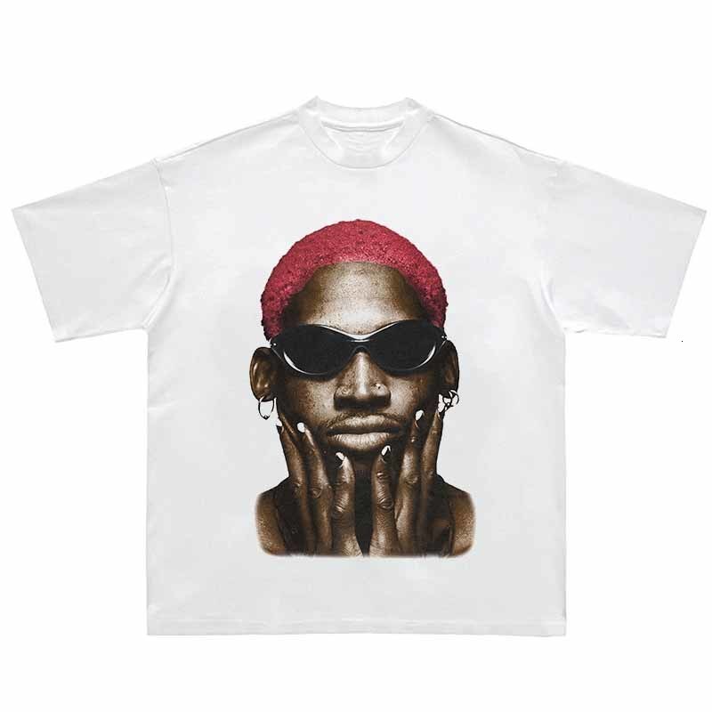 Men's TShirts Fashion Vintage Washed Short Sleeve Summer TShirt Men Hip Hop Streetwear Dennis Rodman Portrait Print T Shirt Cotton Casual Tee 230