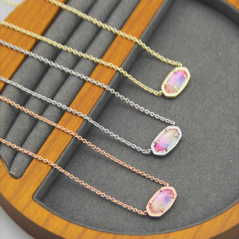Rainbow Color Shell Fashion Pendant Necklaces Necklace Real 18K Gold Plated Dangles Glitter Jewelries Letter Gift With free dust bag