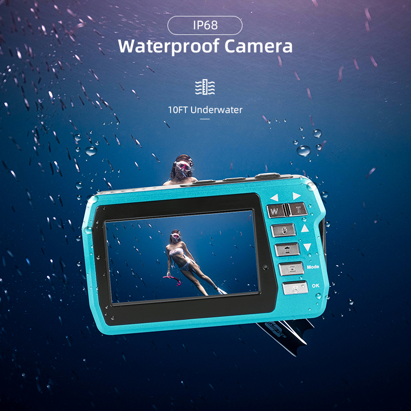 Weatherproof Cameras 4K Waterproof Digital Camera Underwater 5M Dual Display 30fps Action for Snorkeling Swimming 230823