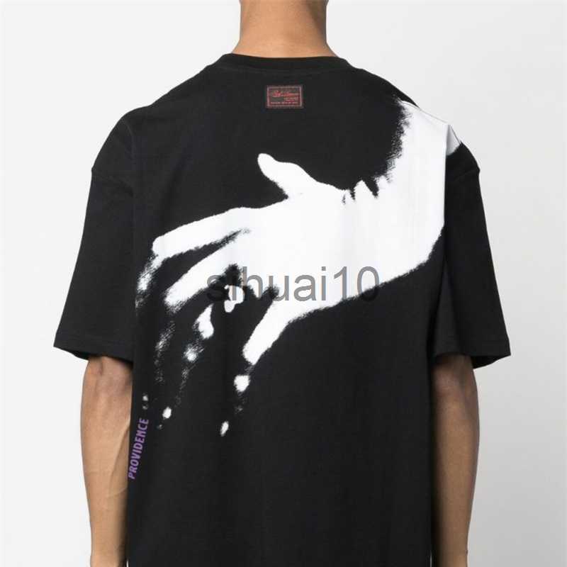 Men's T-Shirts Raf Simons 2023 Latest Spring And Summer Finger Print Slogan High Quality Cotton 100% Short Sleeve T-Shirt J230731