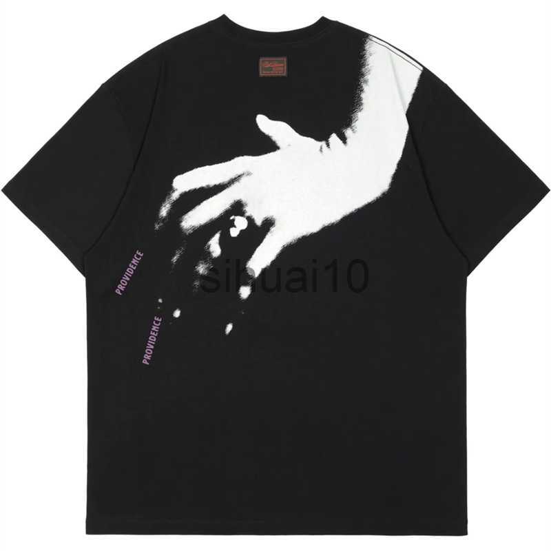 Men's T-Shirts Raf Simons 2023 Latest Spring And Summer Finger Print Slogan High Quality Cotton 100% Short Sleeve T-Shirt J230731