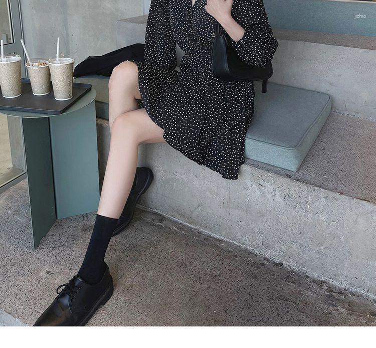 Casual Dresses 2024 Vestidos De Mujer Dress For Women V-neck Long Sleeve Polka Dot Slim Waist A-line Robe Femme Vintage Korean Mini
