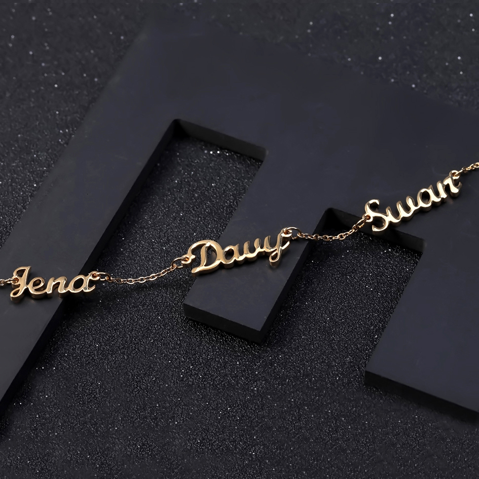 Pendant Necklaces Customized16Multiple Names Necklace Kids Personalized Nameplate Choker Mom Dad Jewelry Stainless Steel Birthday Gifts 230731
