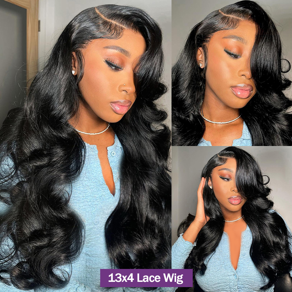 40 Inch Body Wave Transparent Lace Front Human Hair Wigs Brazilian Black Color 250 density HD 13x4 Lace Frontal Wig For Women