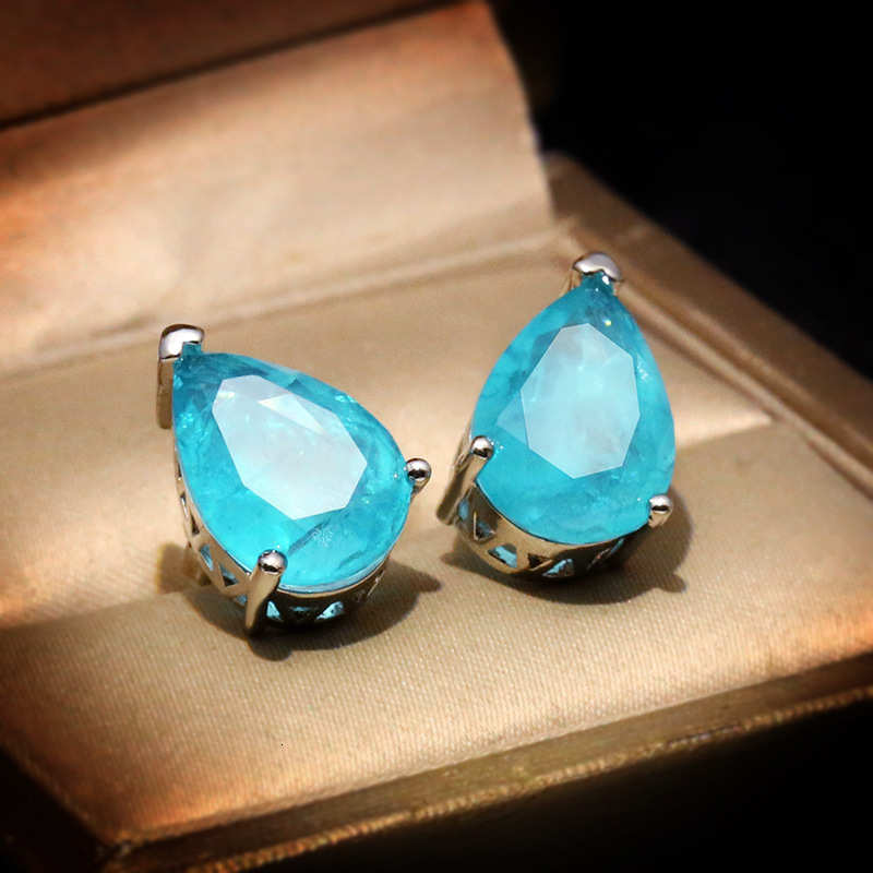 Stud Styles Women for Earrings Fashion Paraiba Gemstone Delicate Wedding Studs Fine Jewelry 230801