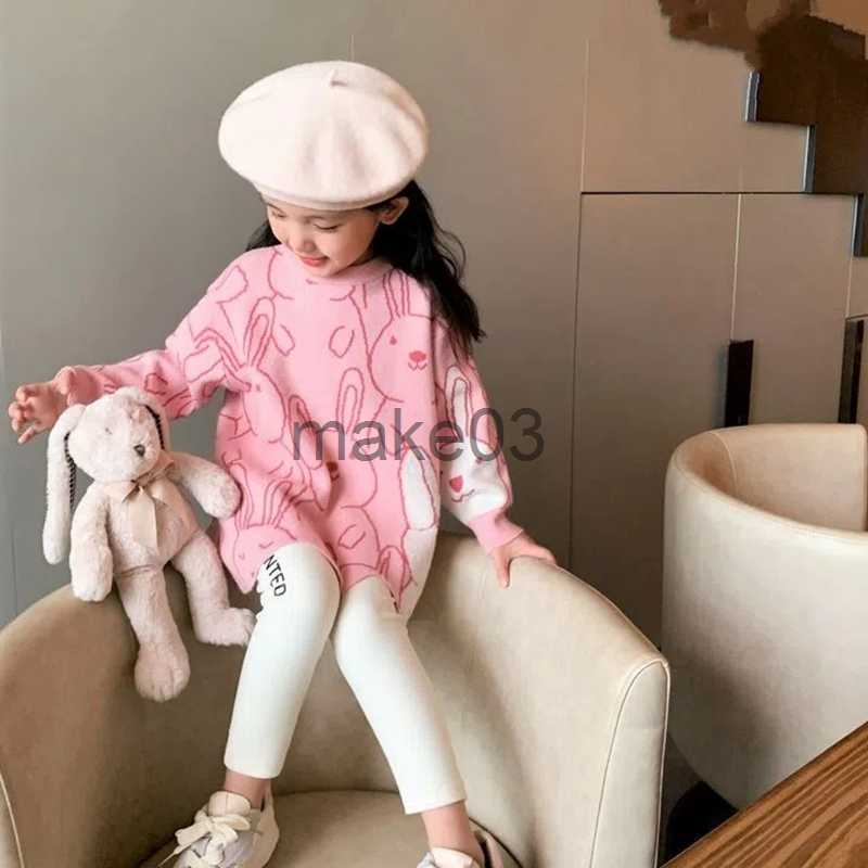 Cardigan Kids Cute Rabbit Knit Sweaters for Girls Irregular O Neck Christmas Pullover Sweater Coat Toddler Baby Long Sleeve Sweaters 6 8 J230801