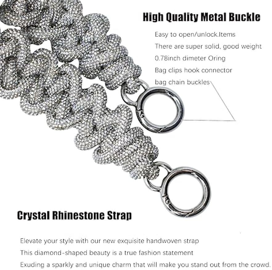 Bag Parts Accessories 30inch Crystal Wide Purse Strap Replacement Crossbody Shoulder Straps for Handbags Sier 230731 5e40