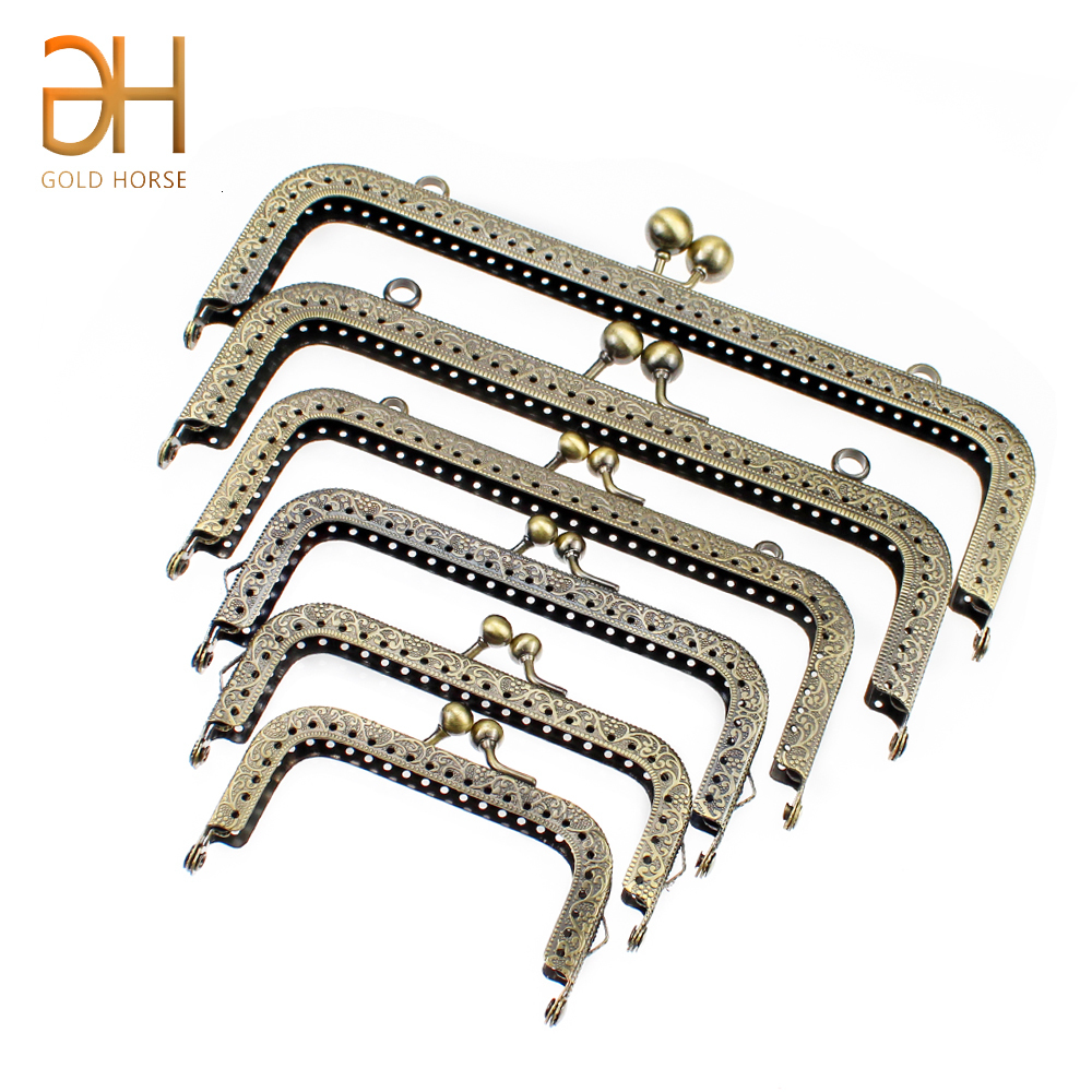 Bag Parts Accessories 5Pcs 851051251518205CM Rectangle Embossing Alloy Metal Kiss Purse Frame Durable Bronze Sewing Clasp For 230731