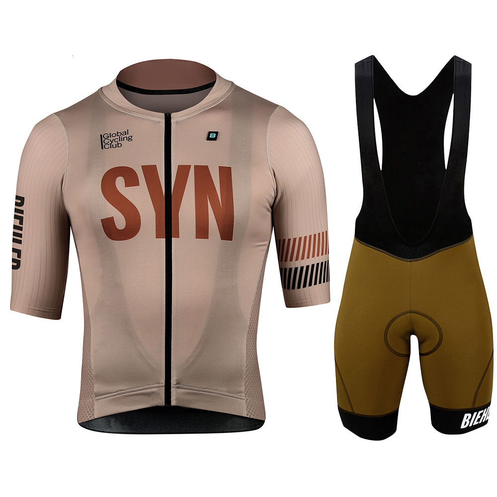 Cycling Jersey Sets BIEHLER Mens Summer Suit Bike Clothes QuickDry Ropa Ciclismo Maillot Clothing Set Shorts Bib Gel Pad 230801