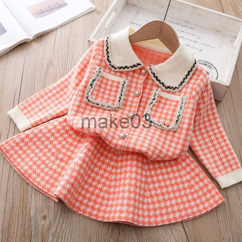 Cardigan Kids Girls Long Sleeve Kids Sweaters Fashion Kids Wear Knitted Cardigan and Skirt Clothing Suit for Children Baby Girl J230801