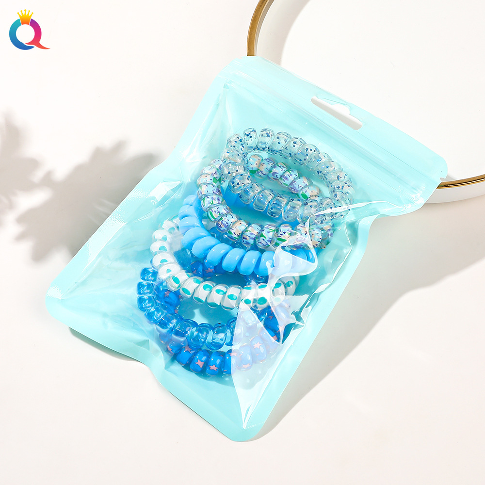 6Pcs/lot New Candy Color Telephone Wire Elastic Hair Rope Tie Women Girls Frosted Spiral Cord Rubber Band Stretch Head Band 2340