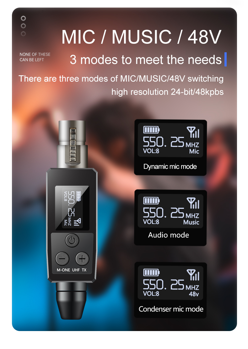 Other Electronics VK38 UHF Wireless Microphone Converter XLR Transmitter And Receiver For Dynamic Guitar Transmission Adapter 230801