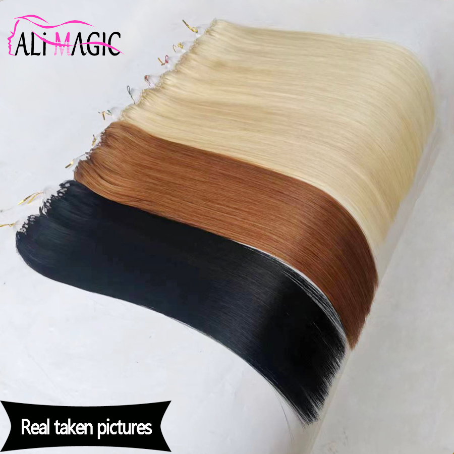 Loop Micro Ring Human Hair Extensions Micro Beads Hair Extension Virgin Hair Black Brown Blonde Piano Nano Ring Hair 100g