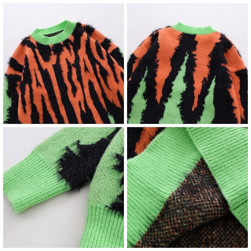 Men's Sweaters Antarctic Velvet Ferret Threedimensional Jacquard Knitwears Stripe Tassels Sweater Unisex Oversized Round Neck Pullover Knit 23073 - view 7