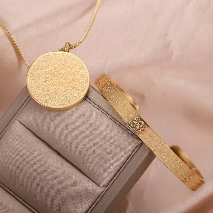 Pendant Necklaces AYATUL KURSI Bracelet Custom Stainless Steel Pendants For Women Gold Jewelry Islam Muslim Arabic Jewelr Gift 230731