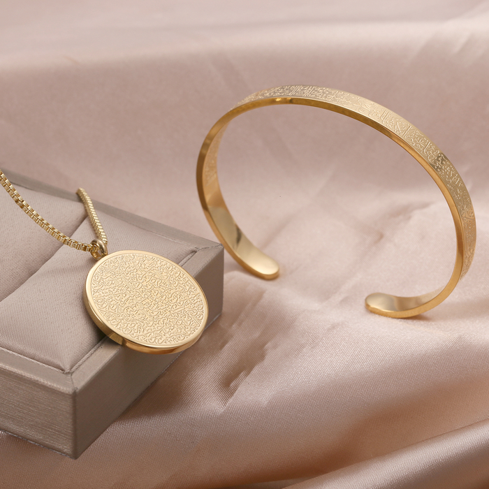 Pendant Necklaces AYATUL KURSI Bracelet Custom Stainless Steel Pendants For Women Gold Jewelry Islam Muslim Arabic Jewelr Gift 230731