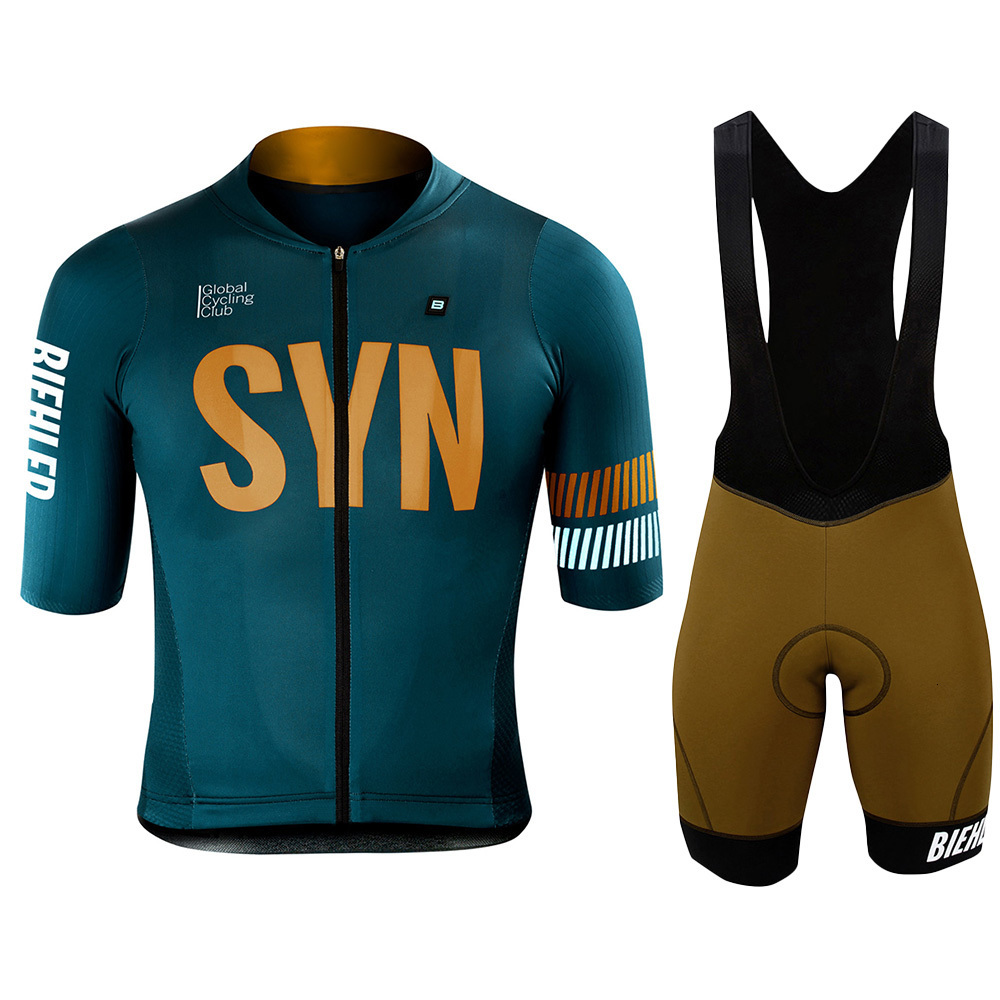 Cycling Jersey Sets BIEHLER Mens Summer Suit Bike Clothes QuickDry Ropa Ciclismo Maillot Clothing Set Shorts Bib Gel Pad 230801
