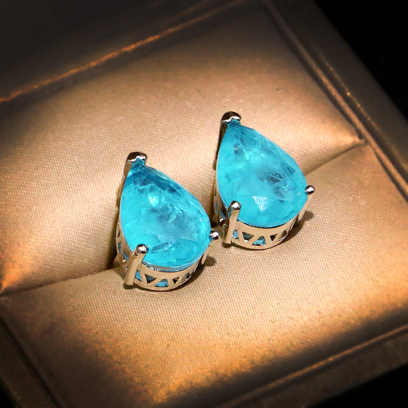 Stud Styles Women for Earrings Fashion Paraiba Gemstone Delicate Wedding Studs Fine Jewelry 230801