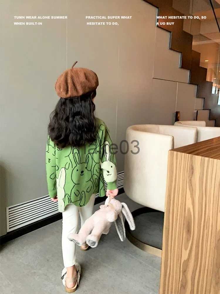 Cardigan Kids Cute Rabbit Knit Sweaters for Girls Irregular O Neck Christmas Pullover Sweater Coat Toddler Baby Long Sleeve Sweaters 6 8 J230801