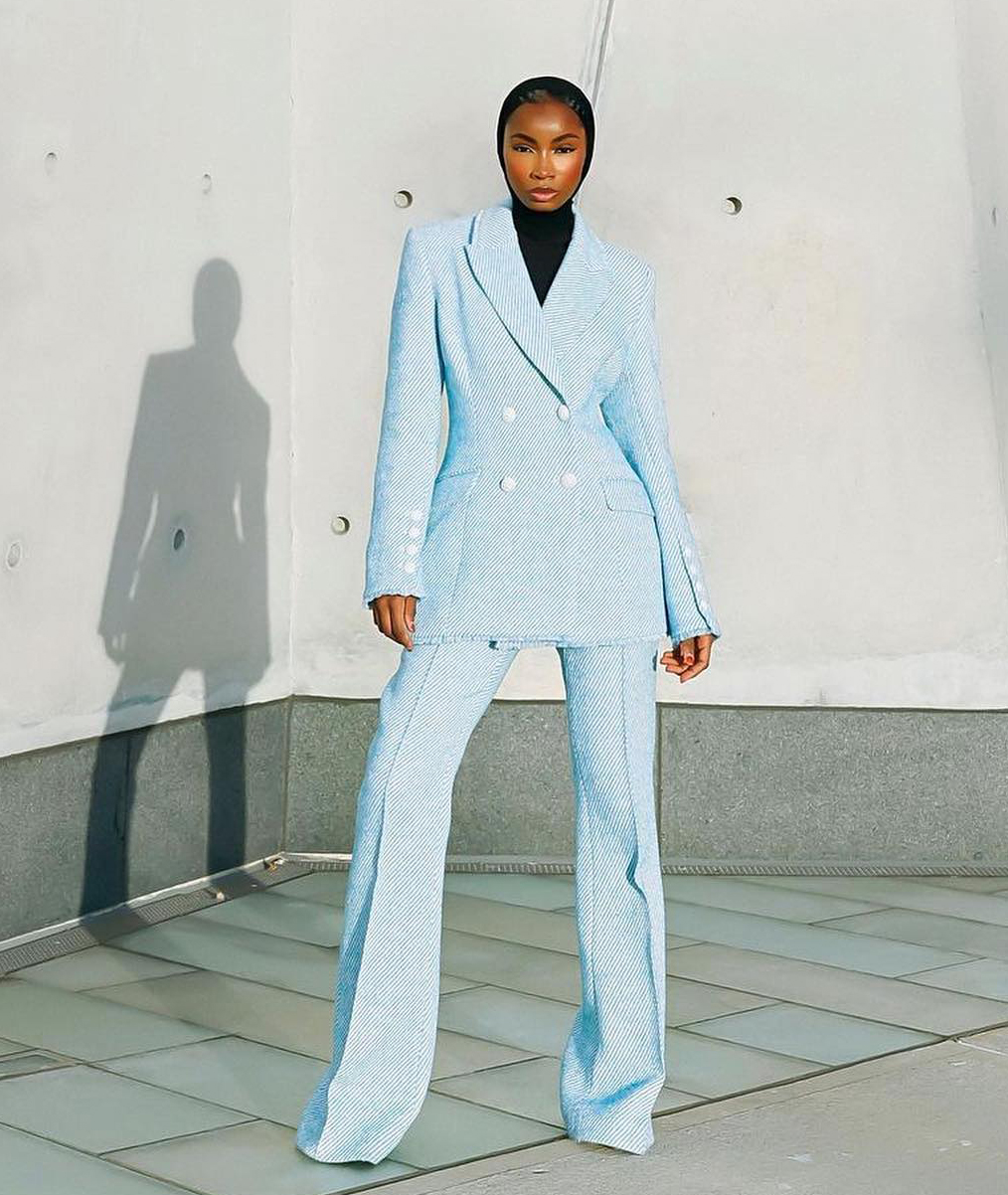 New Women's Suit Blue Business Office Suits 2 Pieces Peaked Lapel Formal Women Uniform Custom Made Party Prom