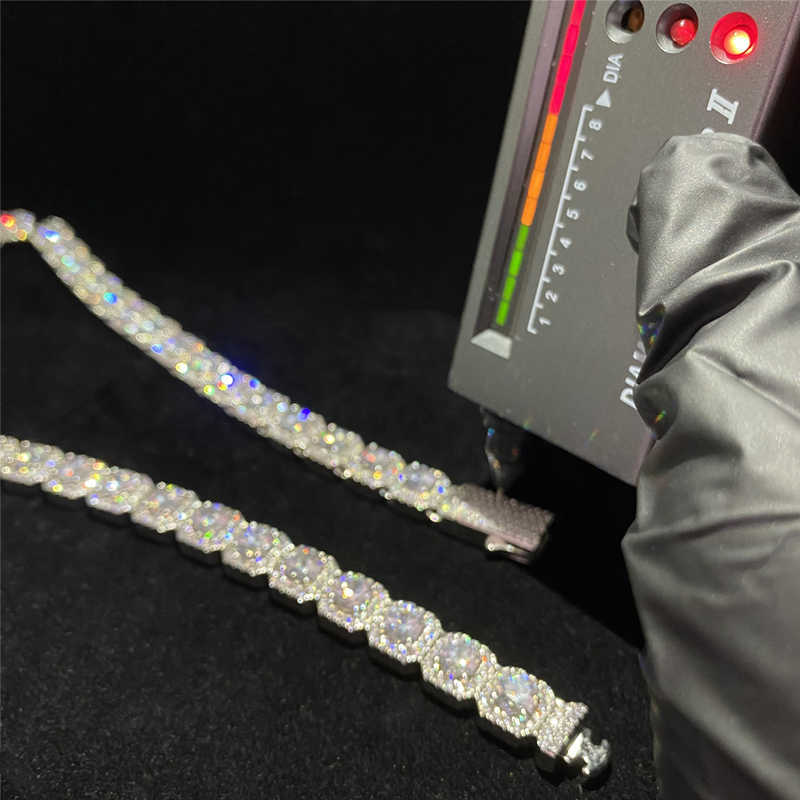moissanite chain cuban k chainHip Hop Moissanite Chain Iced Out Dia Cuban Necklace Fashion Men Jewelry Solid Sier