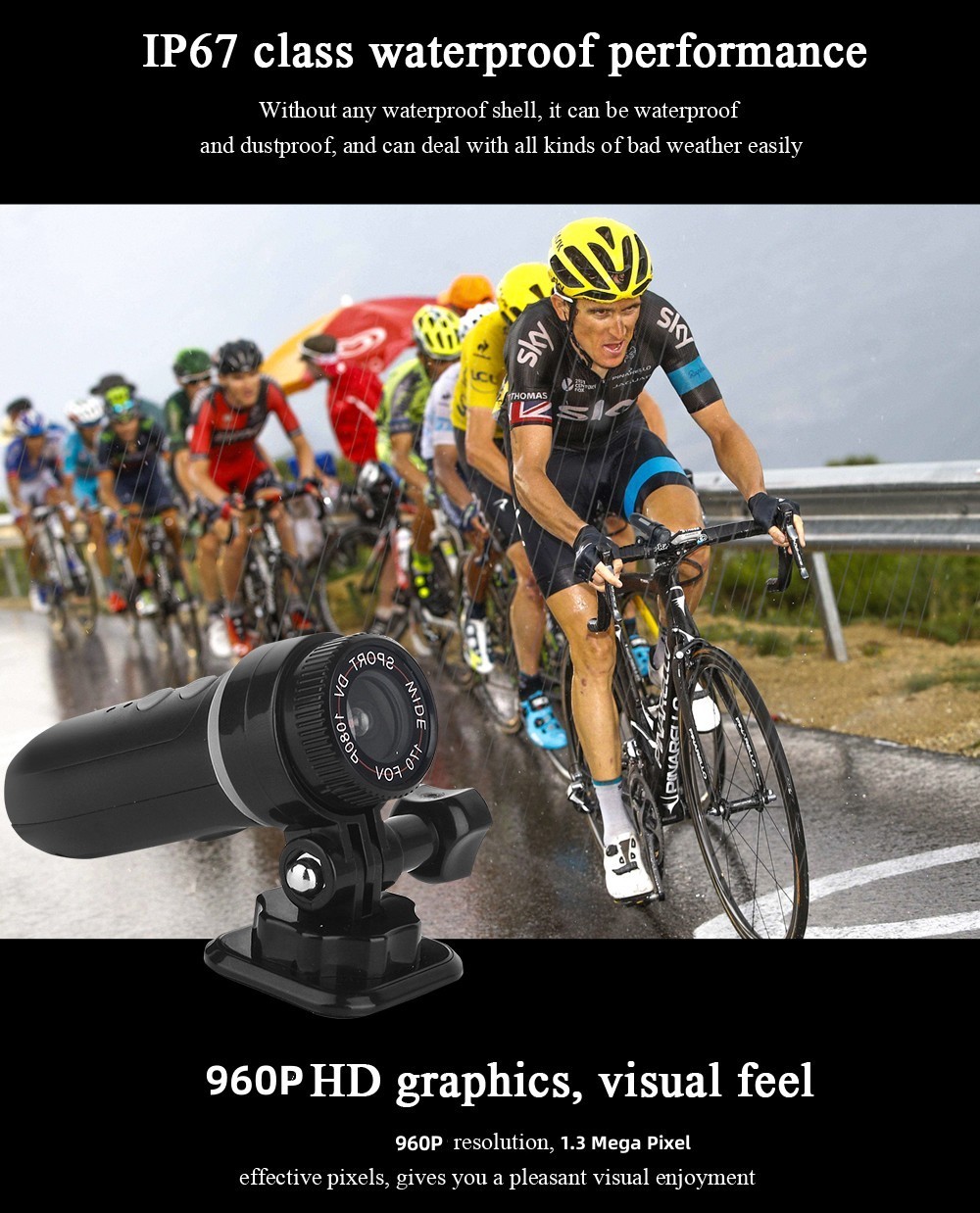 Weatherproof Cameras DV50 Action Camera HD 960P Bike Motorcycle Helmet Camcorder Outdoor Sport DV Video Waterproof Recorder Dash Cam for Car Bicycle 2