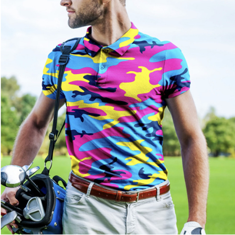 Men's Polos Fashion Floral Print Polo Shirt Men High Quality Summer Casual Short Sleeve Button Collar Golf Shirt 230801