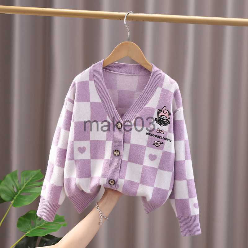 Cardigan Children's clothing girls knitted sweater cardigan plaid sweater coats Kids Autumn Winter woollen Baby Girls Cardigans Sweaters J230801