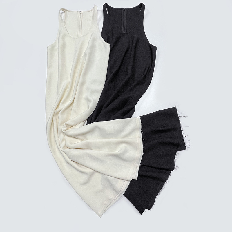 t-oteme Loose and Comfortable Drop U Neck Acetic Acid Blended Sleeveless A-line Dress