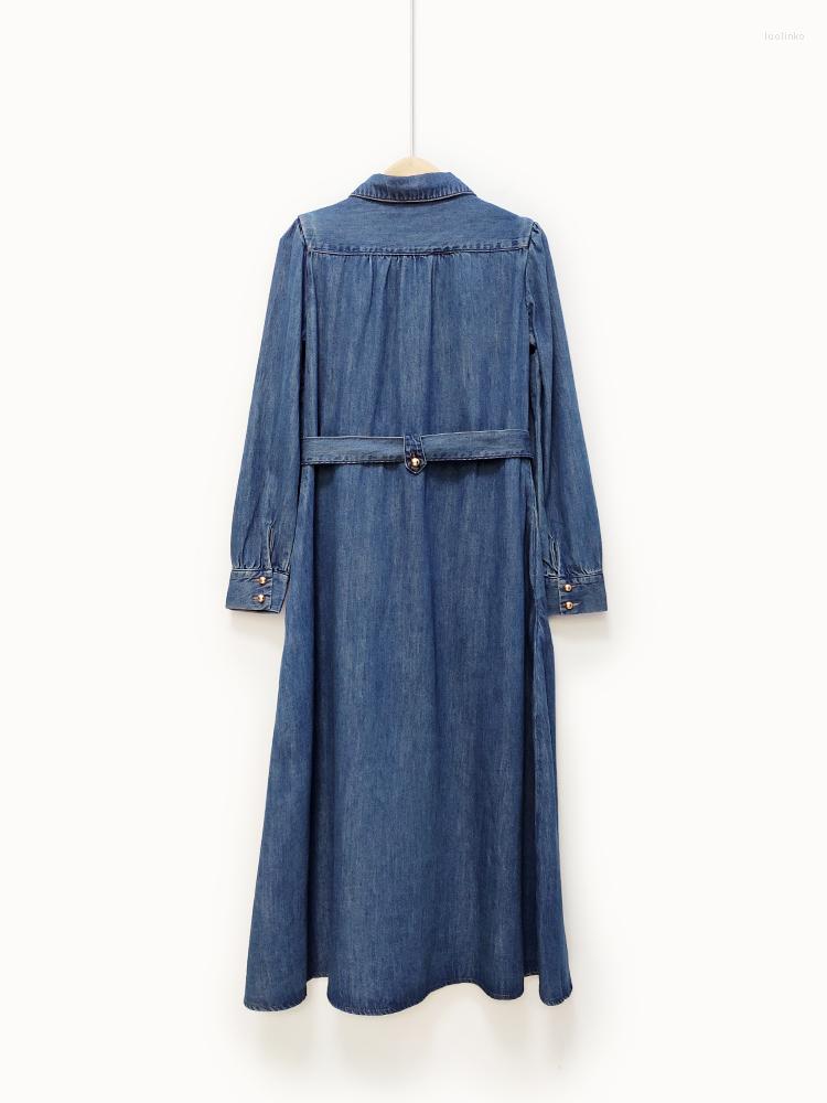 Casual Dresses Full Sleeves Belted Waist Cotton Demin Shirt Dress Size UK 6-UK 16