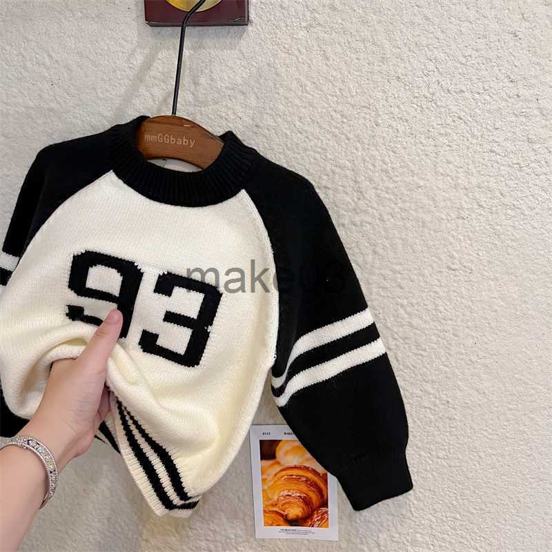 Cardigan Chen Ma Kids' Sweater 2022 Autumn and Winter New Letter Simplicity ColorBlock Crew Neck Pullover Baby Sweater Fashion J230801