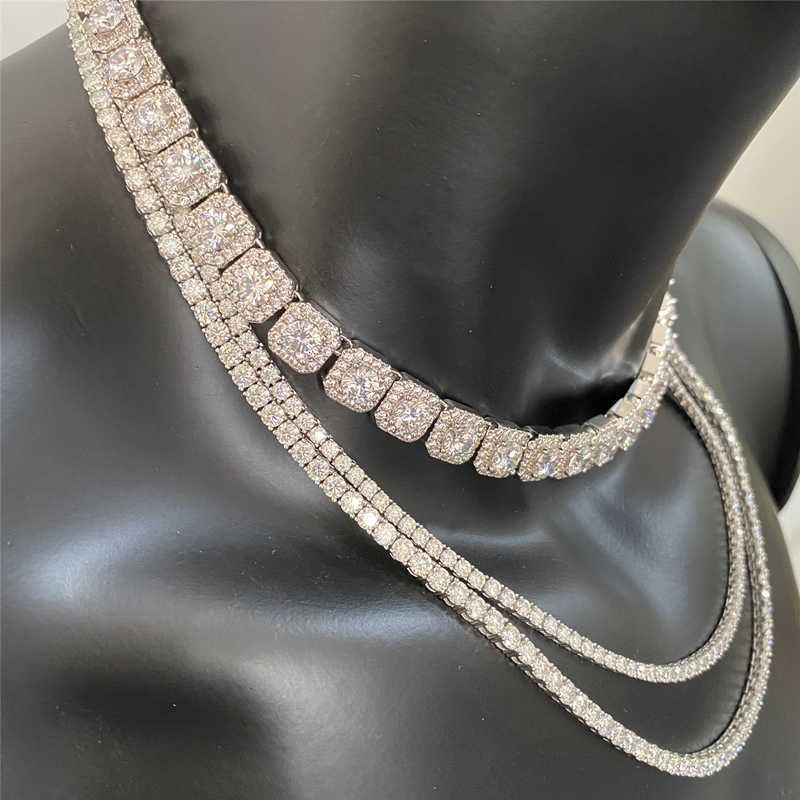 moissanite chain cuban k chainHip Hop Moissanite Chain Iced Out Dia Cuban Necklace Fashion Men Jewelry Solid Sier