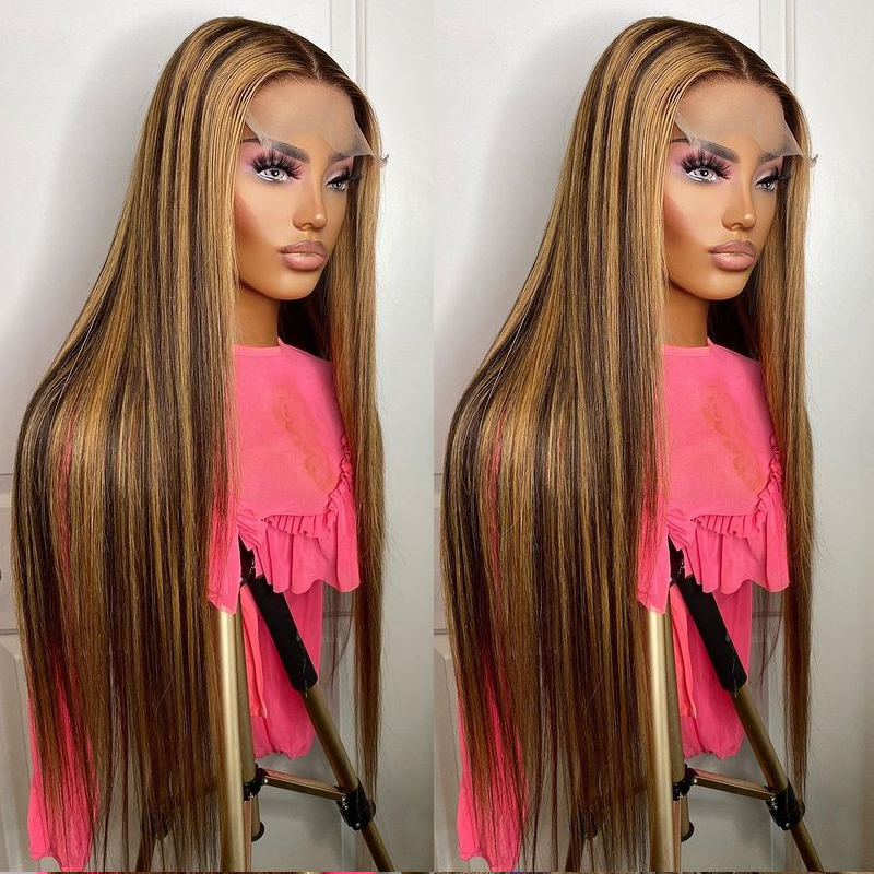 Free shipping Glueless Peruvian Soft Chocolate Brown Straight HD Front Silation Human Hair for Women Pre Plucked 360 Full Lace Frontal Wigs