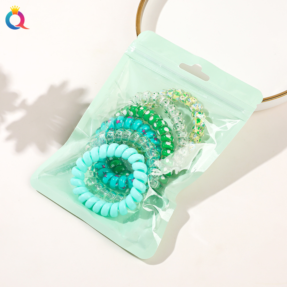 6Pcs/lot New Candy Color Telephone Wire Elastic Hair Rope Tie Women Girls Frosted Spiral Cord Rubber Band Stretch Head Band 2340