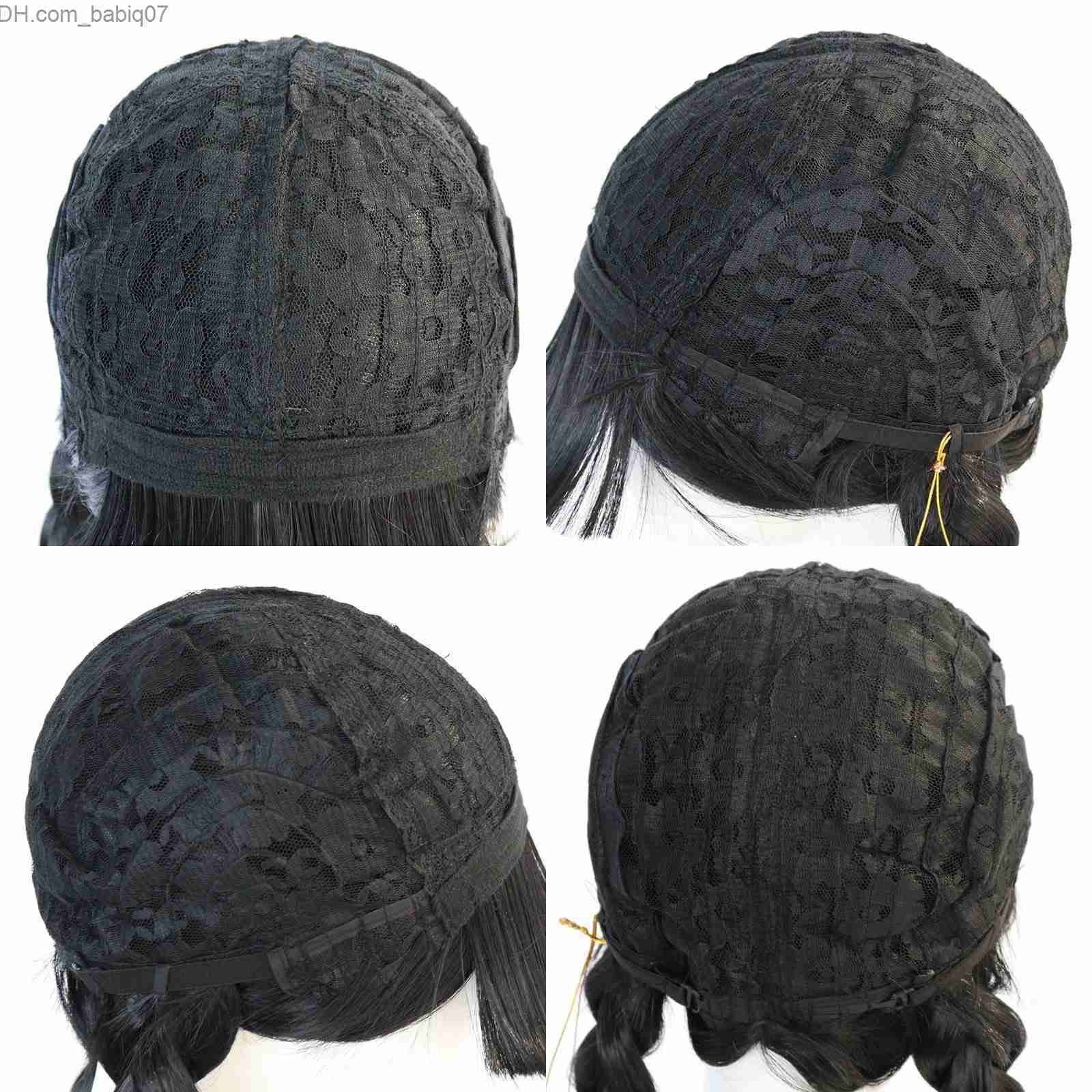 Synthetic Wigs Synthetic Wigs Anogol Wednesday Addams Cosplay Wig Movie The Family Long Black Braids Hair with Bangs for Halloween Party 230214 Z23080