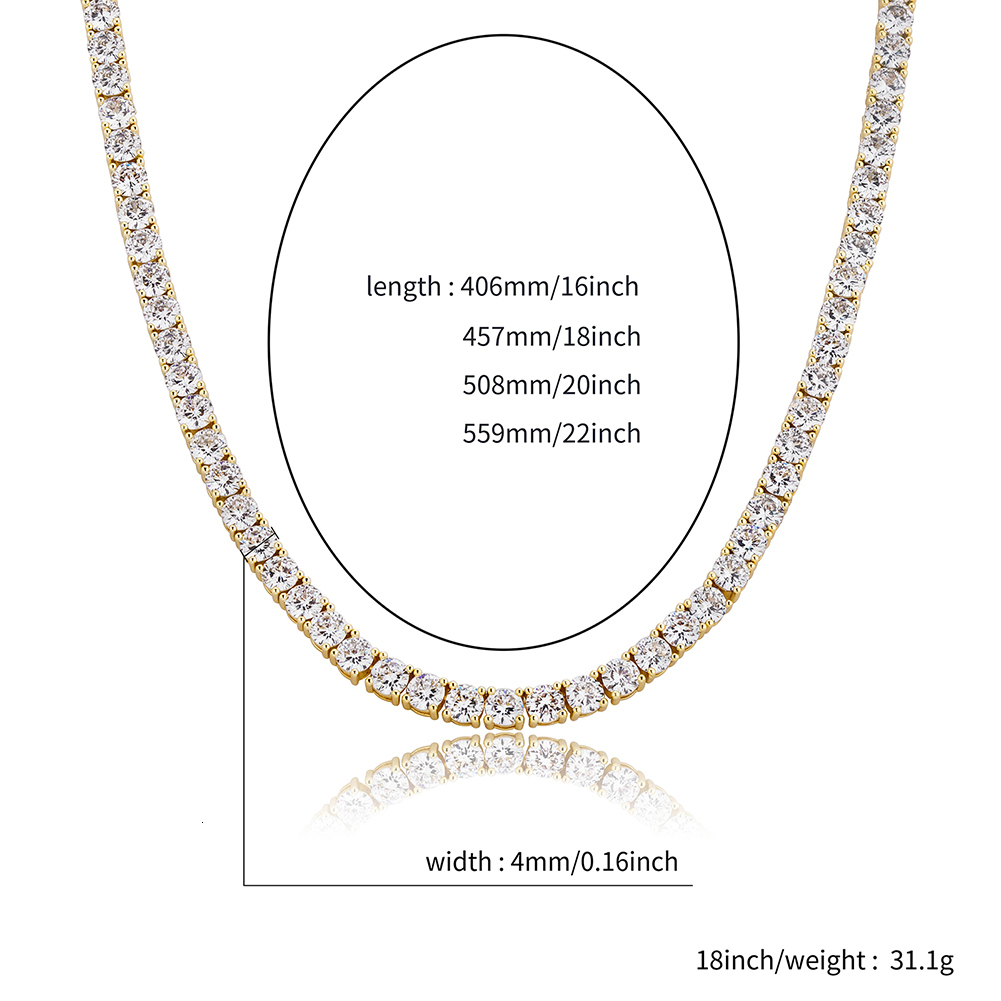 Strands Strings TOPGRILLZ 925 Sterling Silver 36mm Tennis Chain with Spring Clasp Iced Out CZ Necklace Hip Hop Jewelry For Men Women 230801