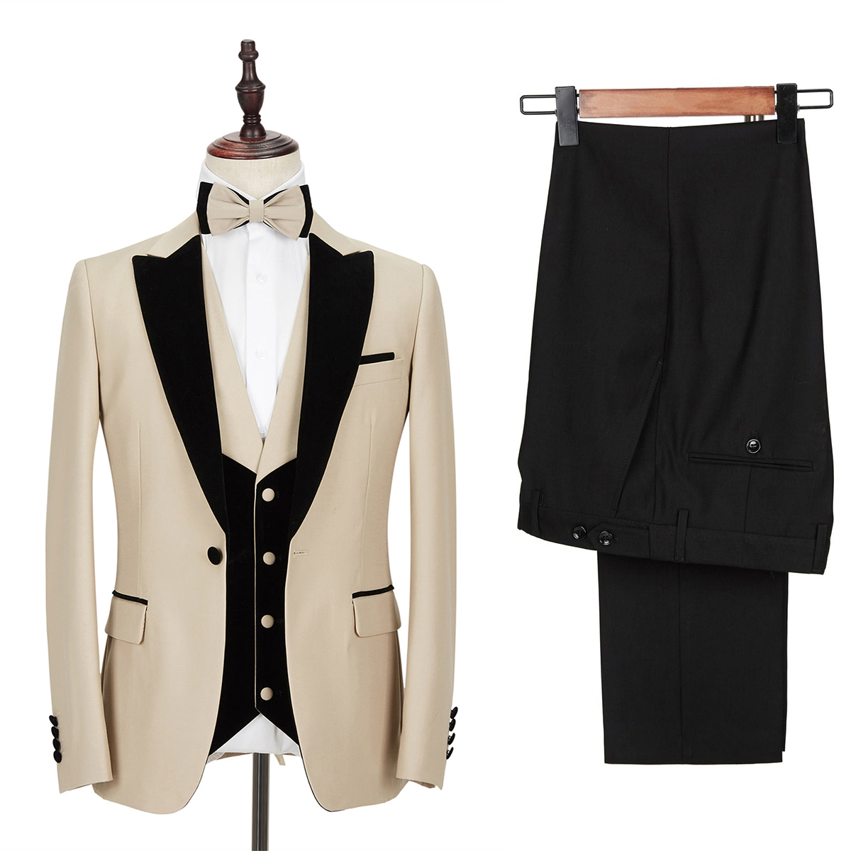 Classic Groom's Wedding Tuxedos Peaked Lapel Suit 3 Pieces For Male Prom Evening Party Custom Made (Jacket+Pants+Vest)