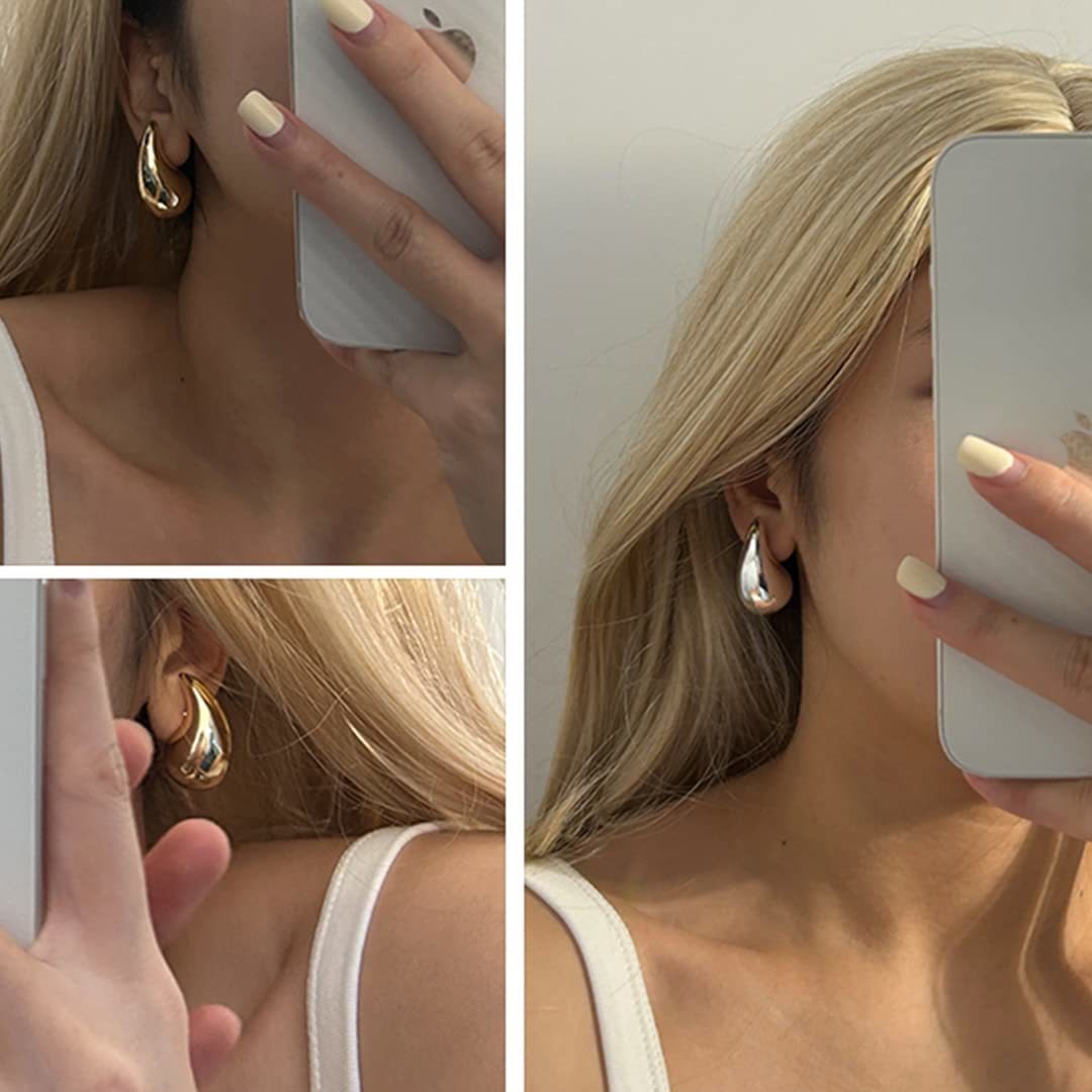 Stud y Gold Hoop Earrings for Women Lightweight Waterdrop Hollow Open Hoops 18K Plated Fashion Jewelry Girl 230822