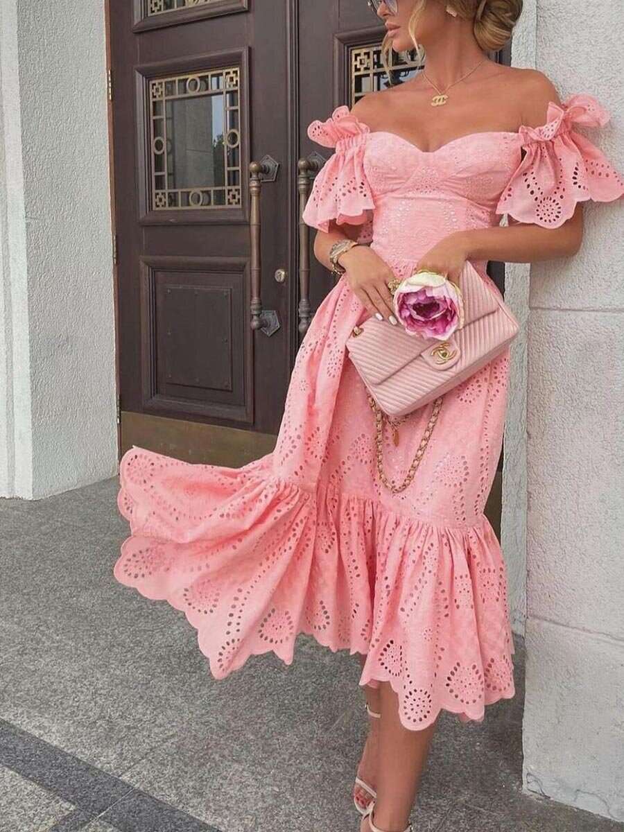 Autumn Womens Dress Sexy Straight Shoulder Dresses Long