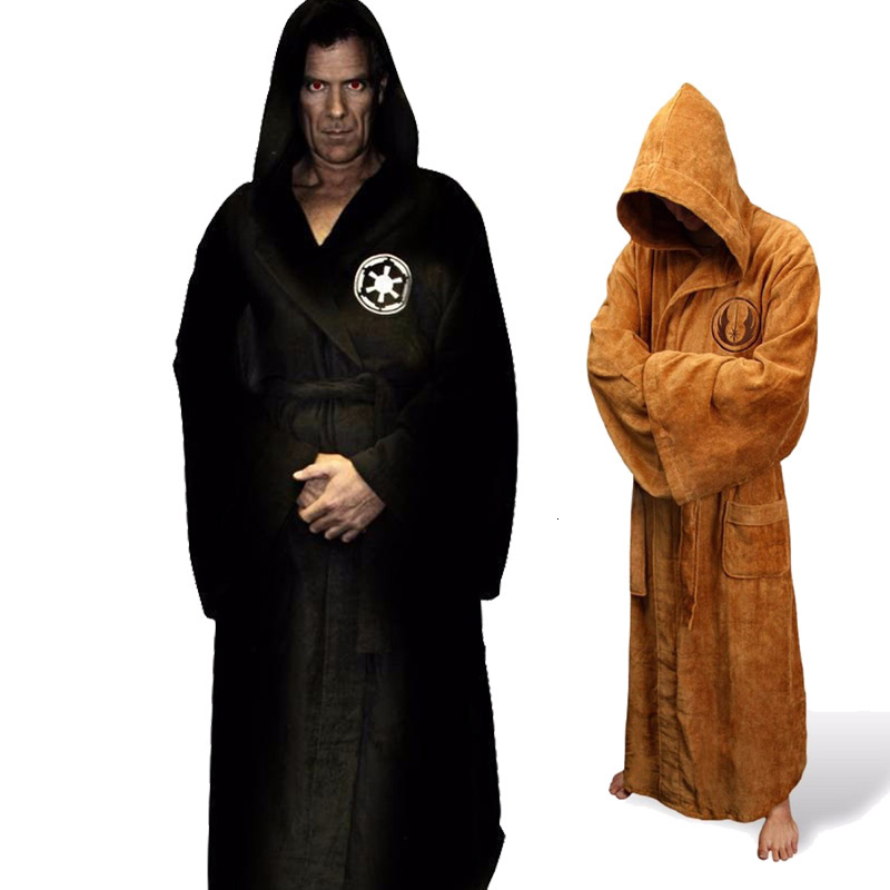 Men s Robes Male Flannel Robe With Hooded Thick Star Dressing Gown Jedi Empire Bathrobe Winter Long Mens Bath Homewear 230802