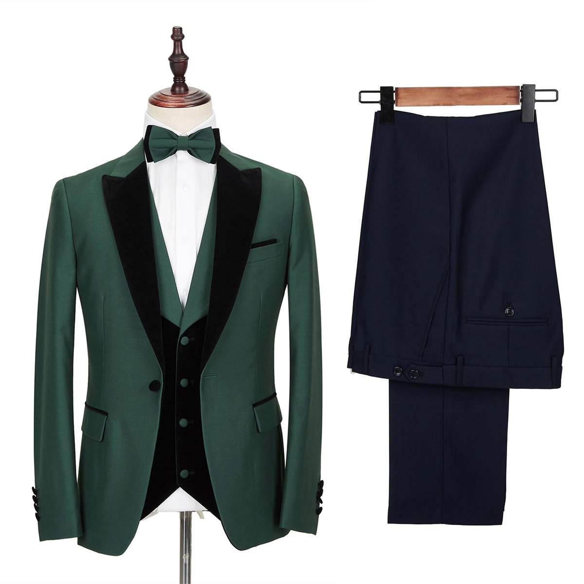 Classic Groom's Wedding Tuxedos Peaked Lapel Suit 3 Pieces For Male Prom Evening Party Custom Made (Jacket+Pants+Vest)