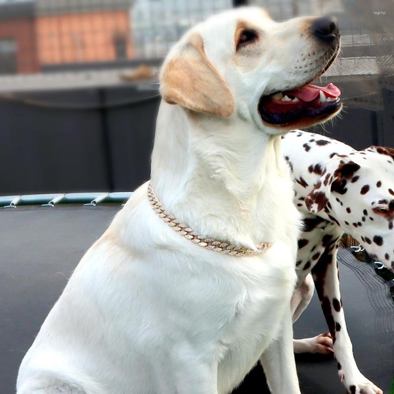 Dog Collars Dog Collars Chain Iced Out Cuban Collar Necklace Bling Rhinestone Metal For Small Medium Large Dogs Cat Accessories H250219