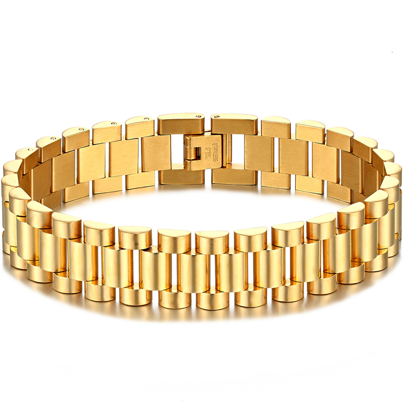 Charm Bracelets 316L Stainless Steel Bracelet For Men Women 15MM Wide Link Watch Chain Mens Necklaces Mannen Armband Hand Accessories 230801