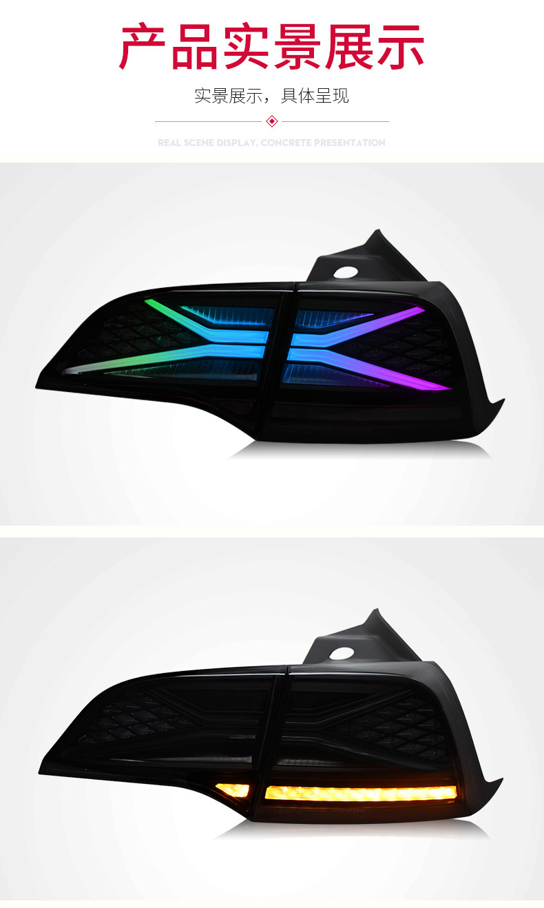 Upgrade RGB Style Rear Lights For Tesla Model3/Model Y Tail Brake Lights Turn Signal X - Men Mirage Taillight