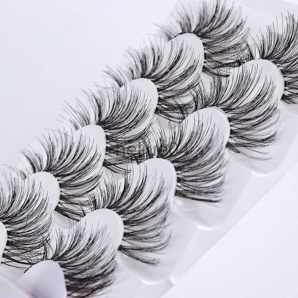 False Eyelashes 5 Pairs 3D Effect False Eyelashes Natural Long Wispy Full Strip Black Lashes Extension Handmade CrueltyFree Eye Makeup Tools x0802