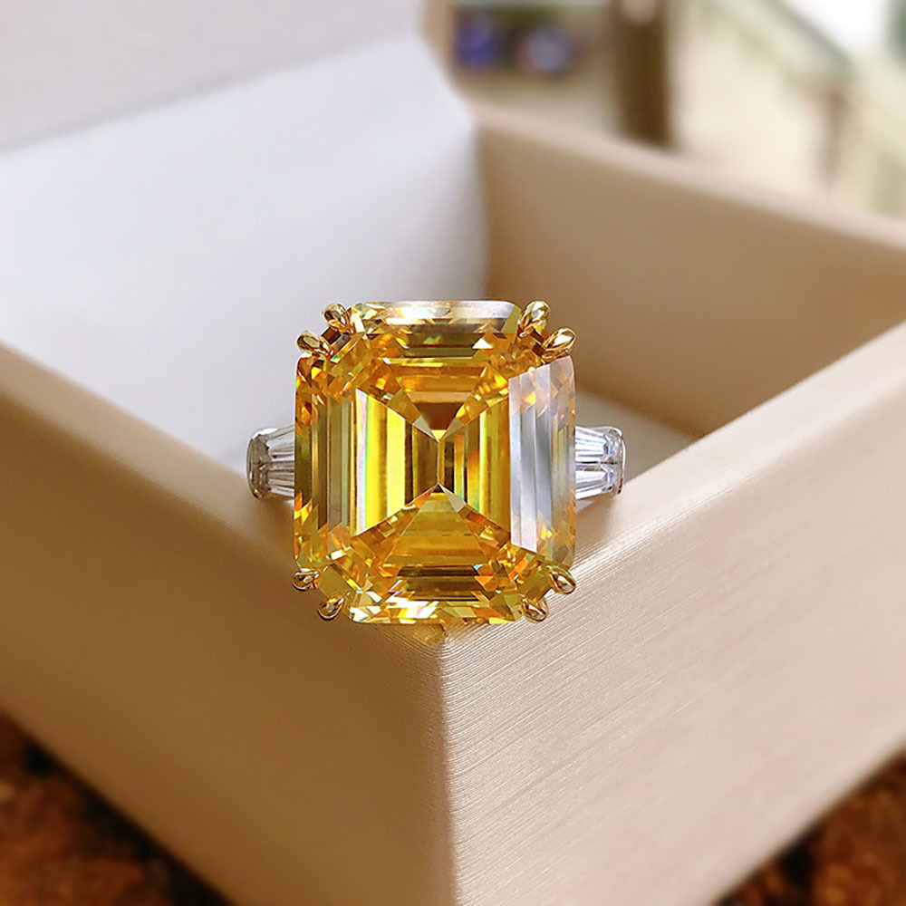 Wedding Rings Sparkling 925 Sterling Silver 13 15mm Simulated Topaz Pink Quartz High Carbon Diamond Party Big Gemstone Ring for Women 230802