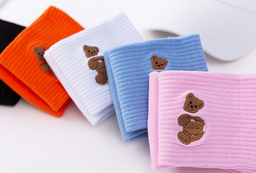 Men s Socks Man Decapitated Bear Fashion Crew Sports Fuzzy Embroidery Trend Hip Hop Cotton 3 Pairs box Gifts for Men Long 230802